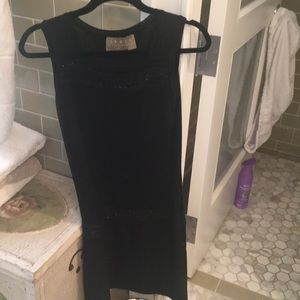 Black wool evening dress. Made in Italy